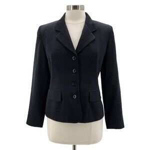 Vintage Charter Club Petites Worsted Wool Black Blazer Jacket Womens 8P